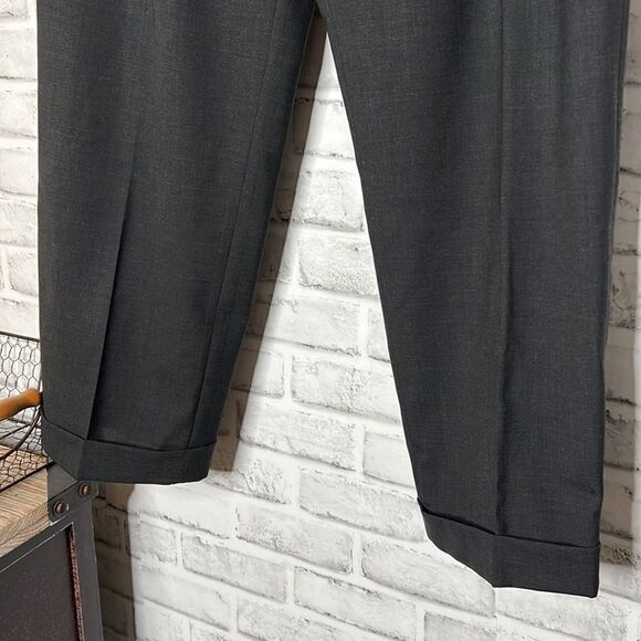 Lands End Traditional Fit Dark Gray Dress Pants Cuffed Size 32/28 Waist 32 Short - Picture 4 of 8